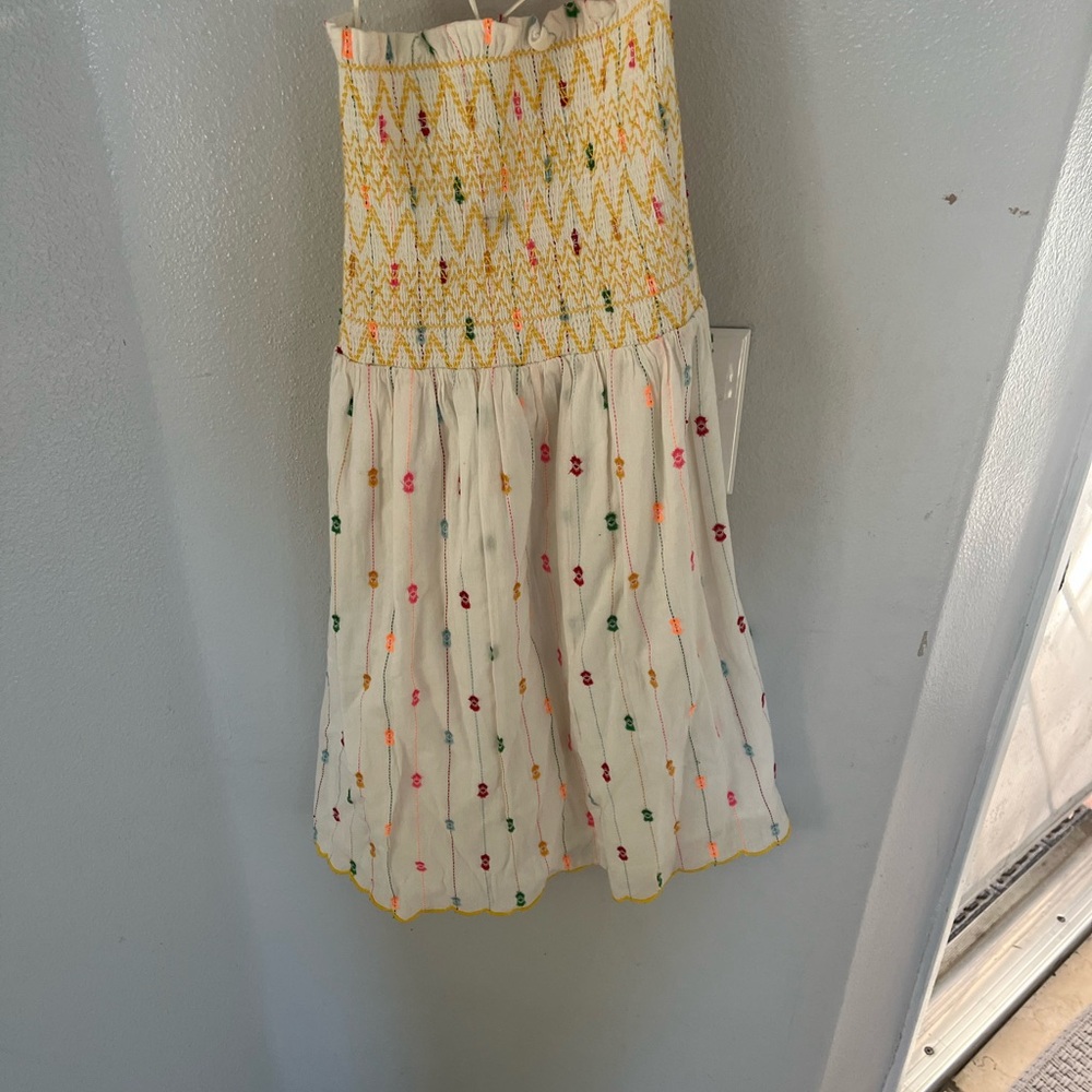 Zara White A-Line dress with Multicolor Embroidery